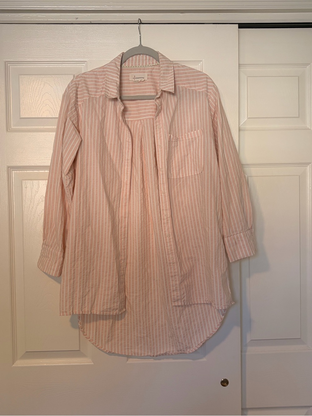 Anthropologie Pink Striped Button-Up Shirt